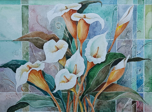 Weisse Kallas by Ewa Martens, Painting for Sale on Select