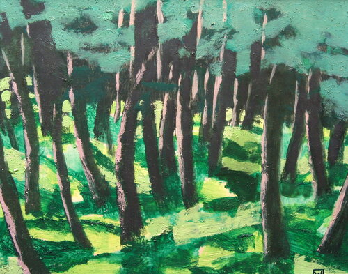 Lights In The Forest by Weronika Raczynska, Painting for Sale on Select