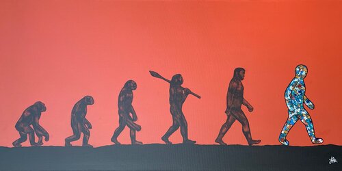 Evolution of the Hero by Amogh Katyayan, Painting for Sale on Select