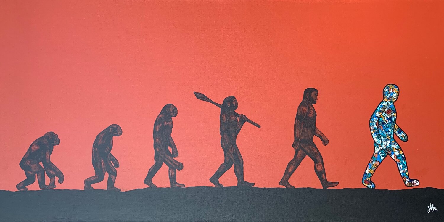 Evolution of the Hero Amogh Katyayan Original painting for sale