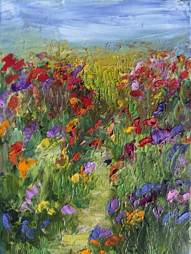 A Walk in a Flower Field by Maria-Victoria Checa, Painting for Sale on Select