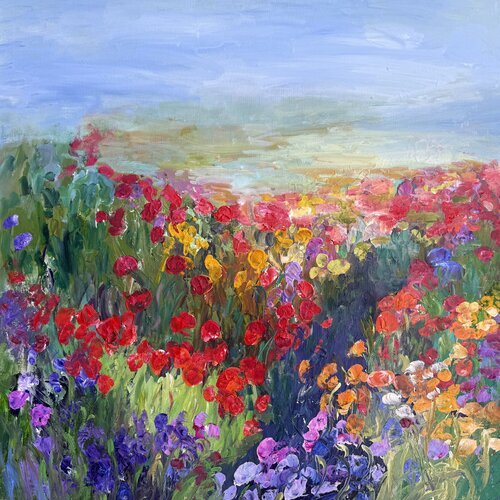 Path In The Meadow by Maria-Victoria Checa, Painting for Sale on Select