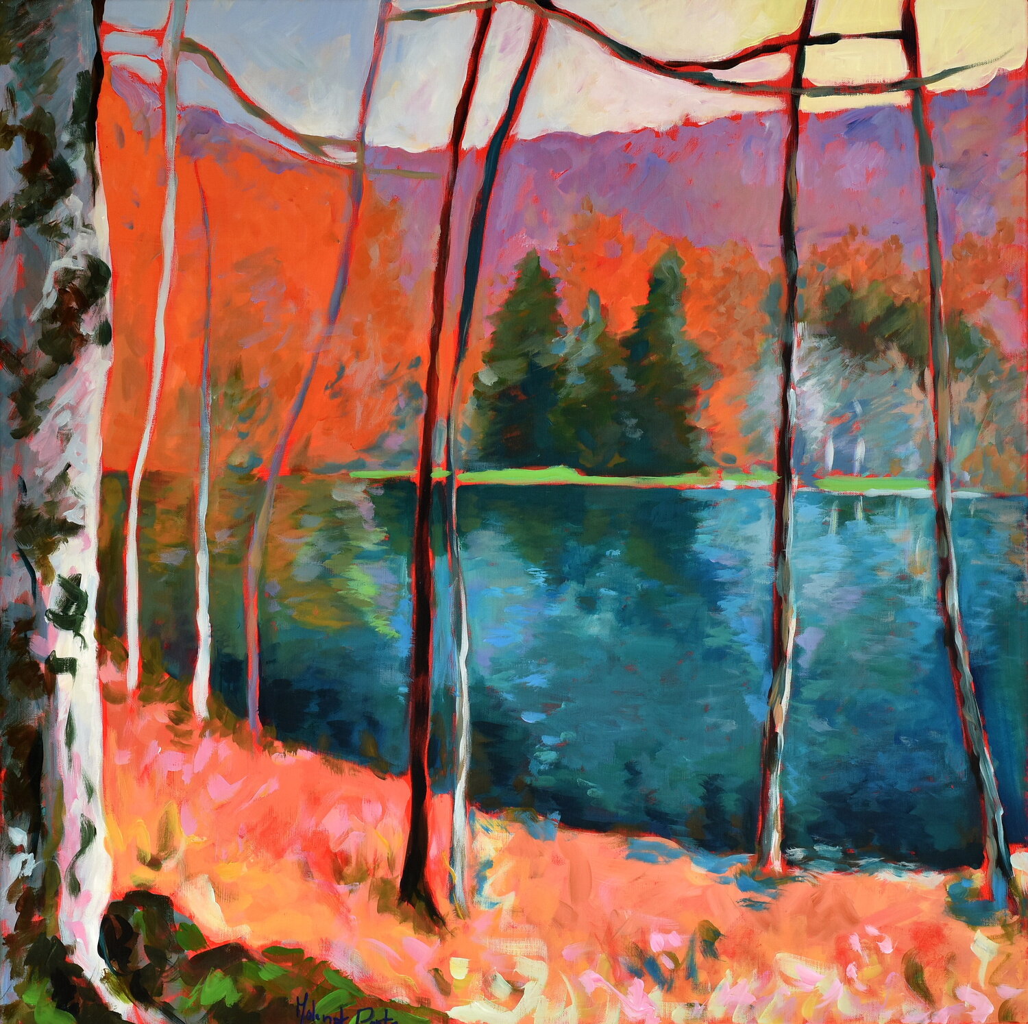 Le lac Anne-Marie Molénat-Ponté Original painting for sale