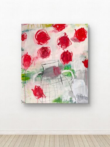 Flying roses by Christiane Lohrig, Painting for Sale on Select