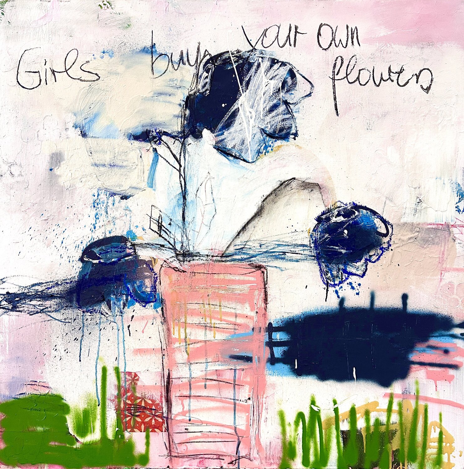 girls buy your own flowers Christiane Lohrig Original painting for sale