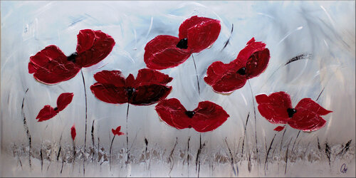 Crimson Poppies by Edelgard Schroer, Painting for Sale on Select