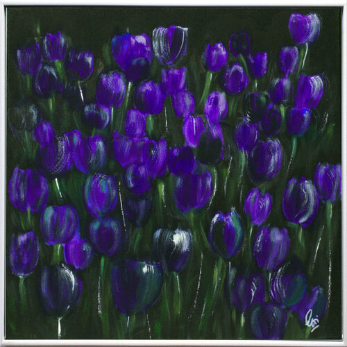 Midnight Tulips by Edelgard Schroer, Painting for Sale on Select