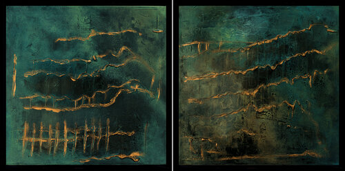 Echoes in Gold - 2 x 43 x 43 cm by Edelgard Schroer, Painting for Sale on Select