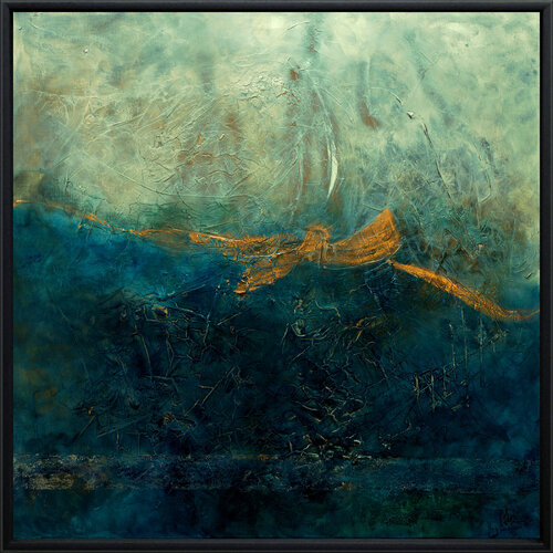 Angel Flight – Abstraktes Gemälde Blau Gold | Edelgard Schroer by Edelgard Schroer, Painting for Sale on Select