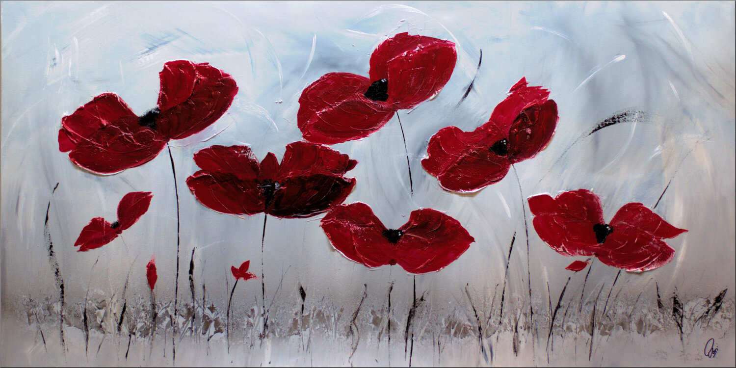 Crimson Poppies Edelgard Schroer Original painting for sale