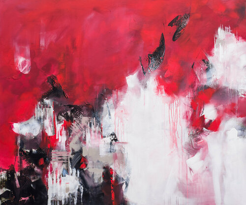 Red castle by Agnieszka Potocka-Makoś, Painting for Sale on Select