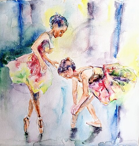 Ballet dancers by Daniela Vasileva, Painting for Sale on Select