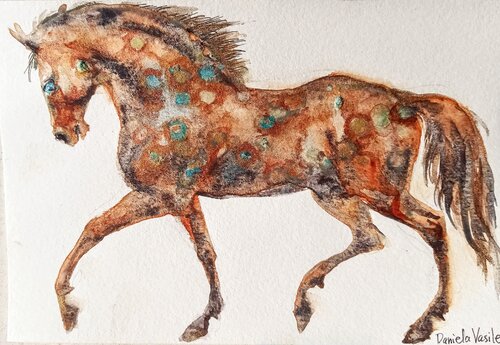 Golden Appaloosa stallion by Daniela Vasileva, Painting for Sale on Select
