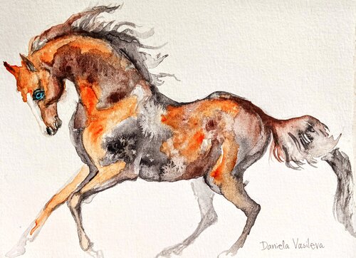 Horse running art by Daniela Vasileva, Painting for Sale on Select