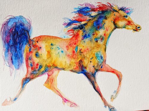 Appaloosa horse running art by Daniela Vasileva, Painting for Sale on Select
