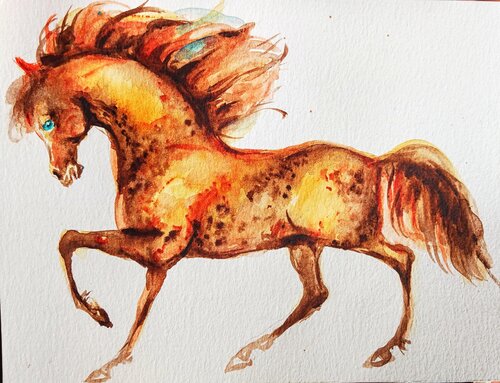 Palomino Horse running art by Daniela Vasileva, Painting for Sale on Select