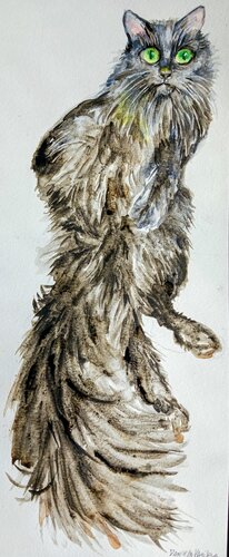 Black cats purring Paradise by Daniela Vasileva, Painting for Sale on Select