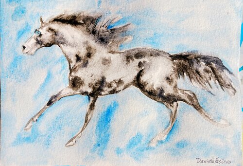 Azure gallop by Daniela Vasileva, Painting for Sale on Select