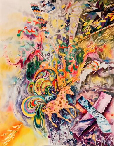 Prizmed promises of Spring by Daniela Vasileva, Painting for Sale on Select