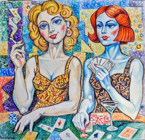 Liquor-laced Lady luck by Daniela Vasileva, Painting for Sale on Select