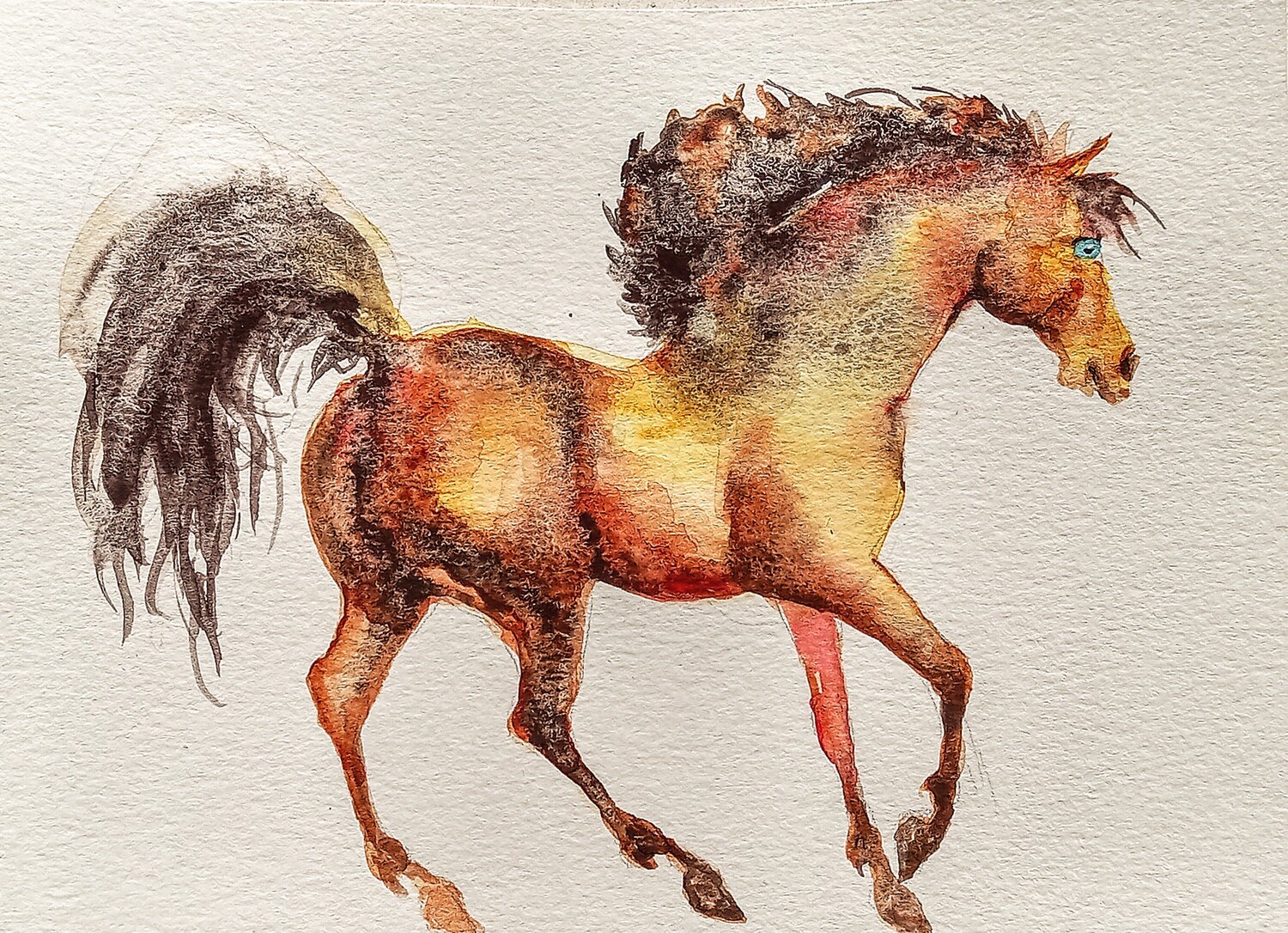 Golden stallion running Daniela Vasileva Original painting for sale