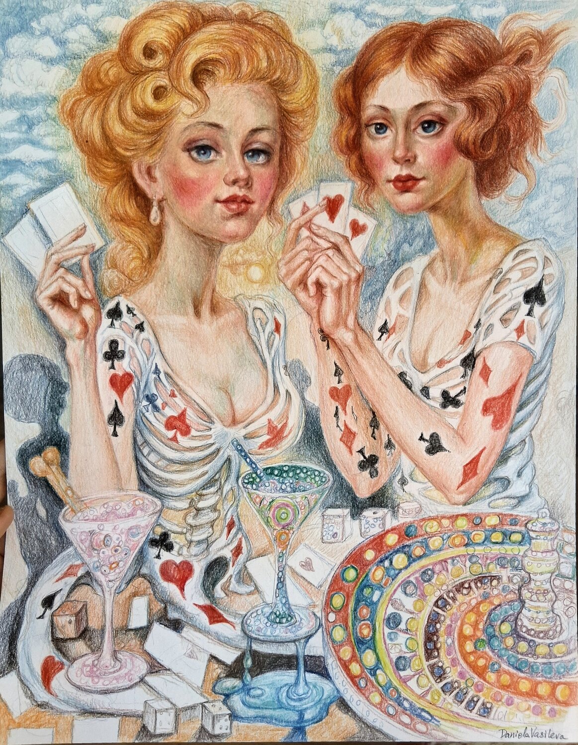 Roulette queens of Seductive spin Daniela Vasileva Original painting for sale