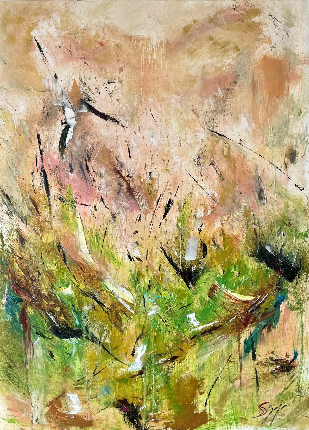 LES ROSEAUX DU MARAIS / THE MARSH REEDS Sandra Szaja Original painting for sale
