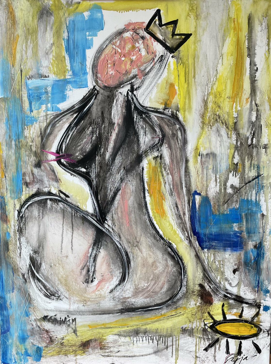 Hand on the sun Sandra Szaja Original painting for sale