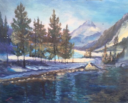 Mountain river 4 by Elena Sokolova, Painting for Sale on Select