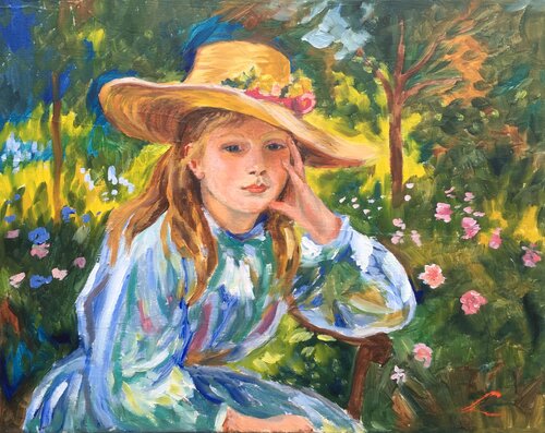 Young girl in a hat 4 by Elena Sokolova, Painting for Sale on Select