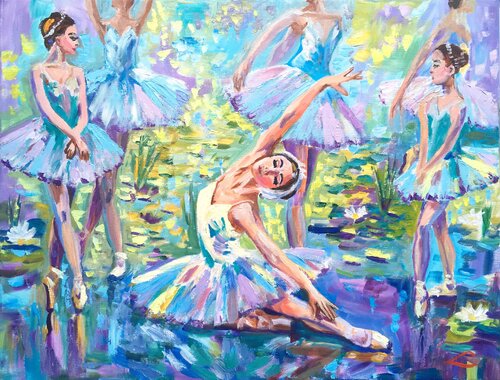 Swan lake by Elena Sokolova, Painting for Sale on Select