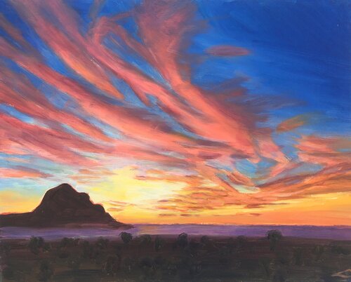 Sicilian sunset 3 by Elena Sokolova, Painting for Sale on Select