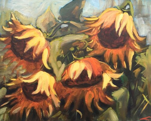 Sunflowers 2 by Elena Sokolova, Painting for Sale on Select