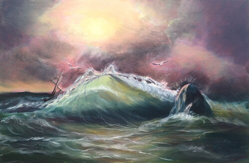 Stormy sea by Elena Sokolova, Painting for Sale on Select