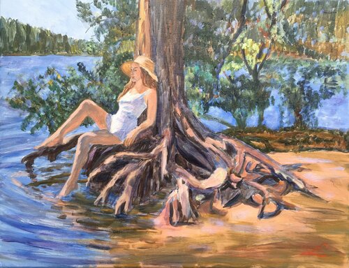 At the lake by Elena Sokolova, Painting for Sale on Select