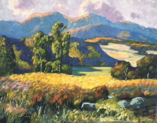 Mountain landscape by Elena Sokolova, Painting for Sale on Select