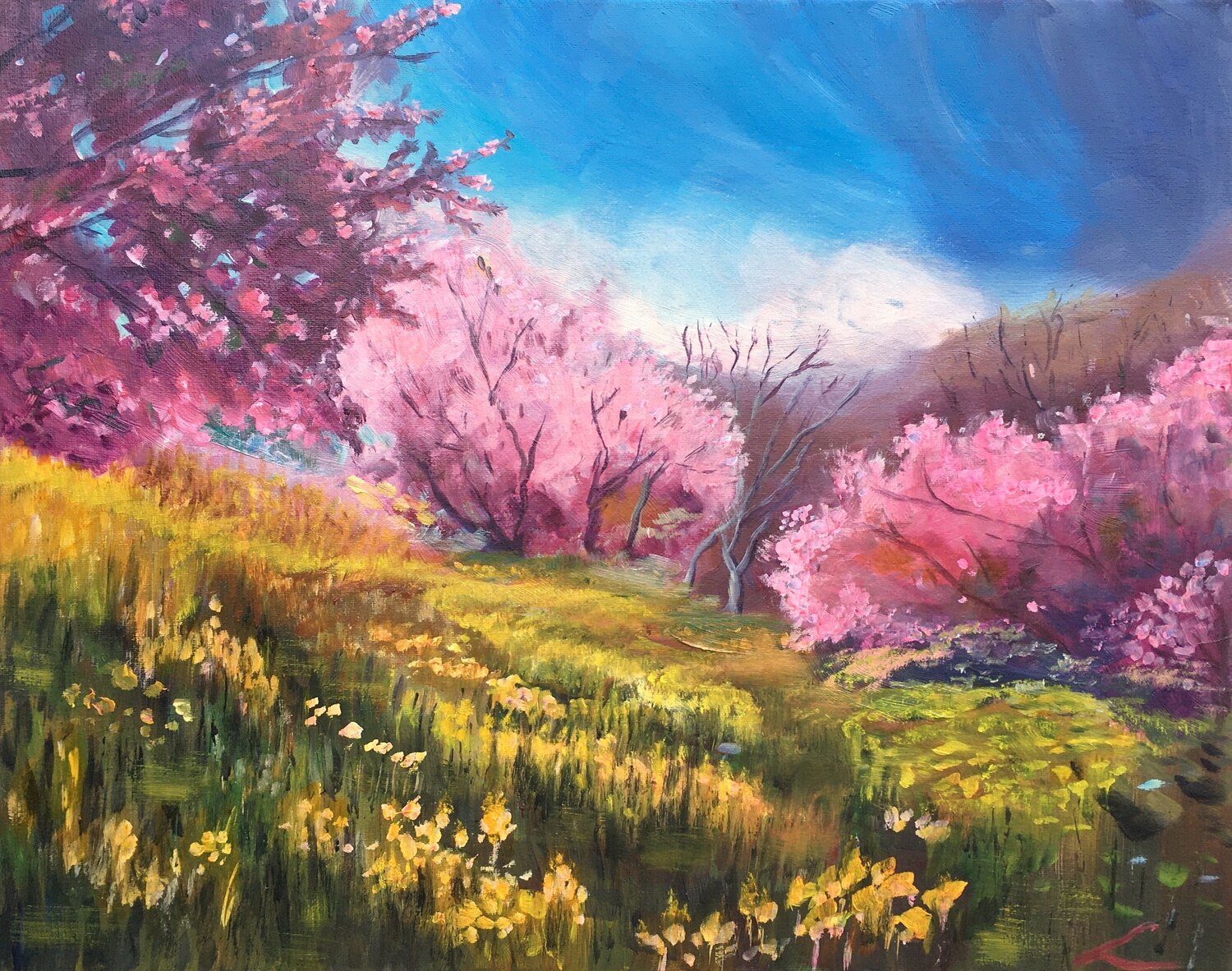 Spring trees 2 Elena Sokolova Original painting for sale