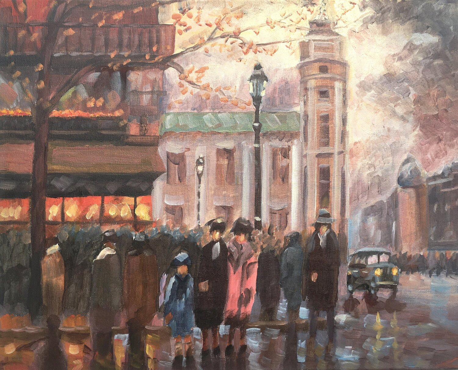 Retro city improvisation 5 Elena Sokolova Original painting for sale