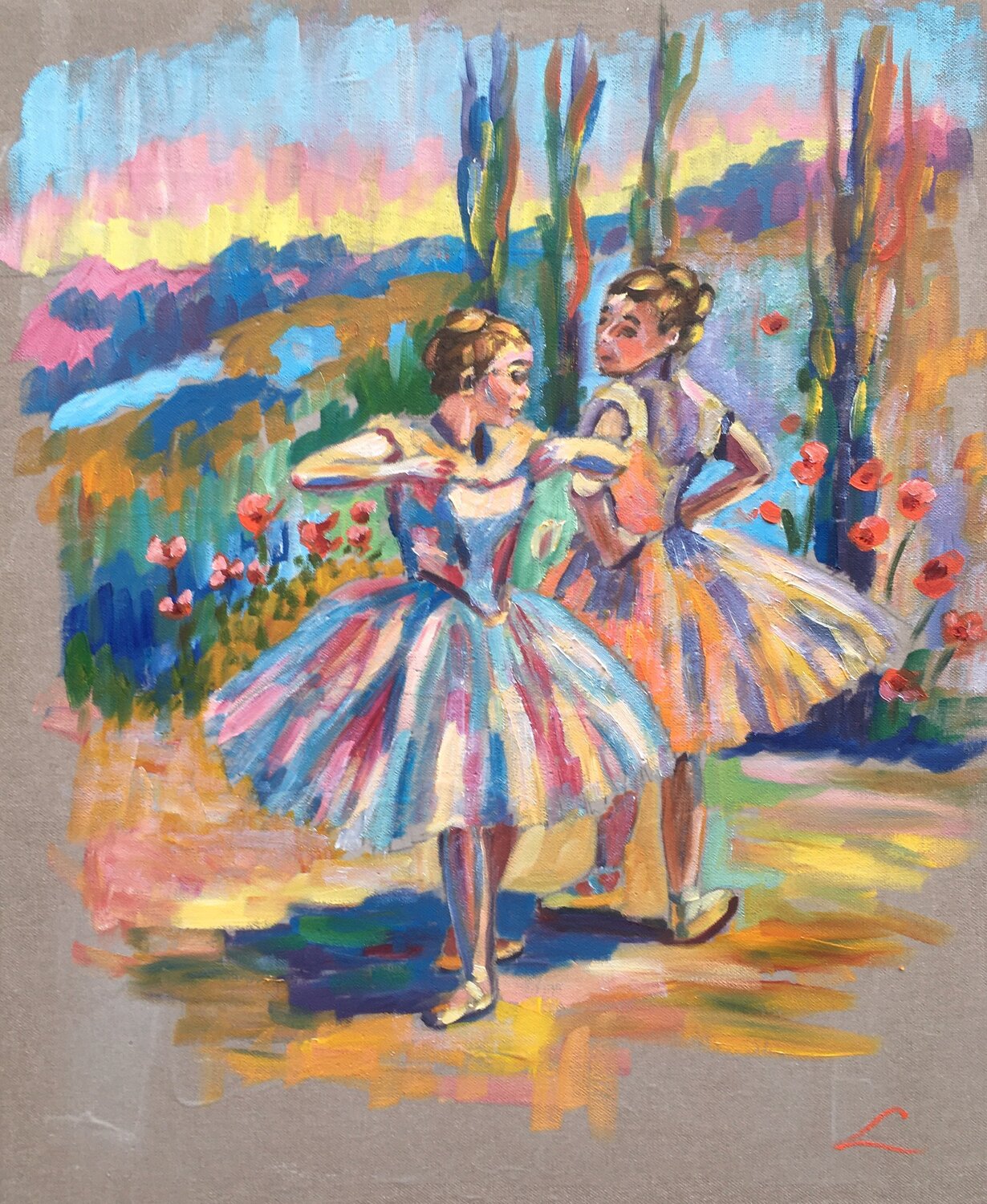 Two dancers Elena Sokolova Original painting for sale