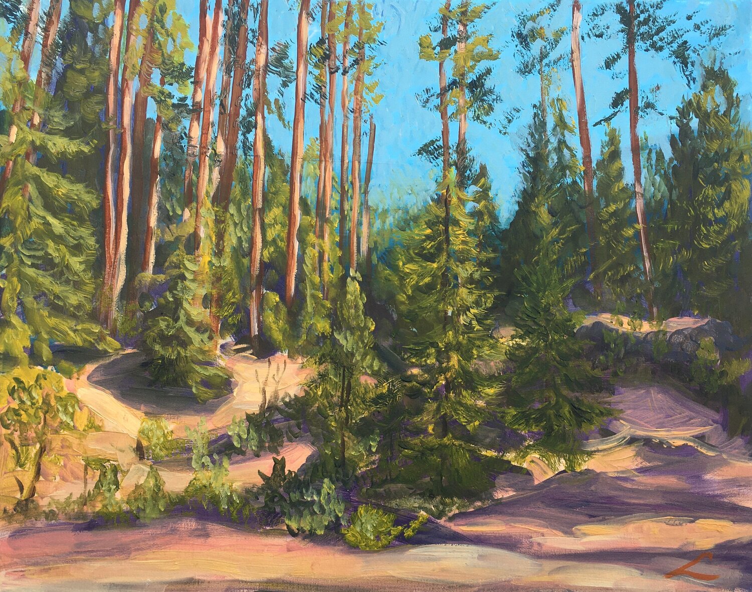 Sunny forest 2 Elena Sokolova Original painting for sale