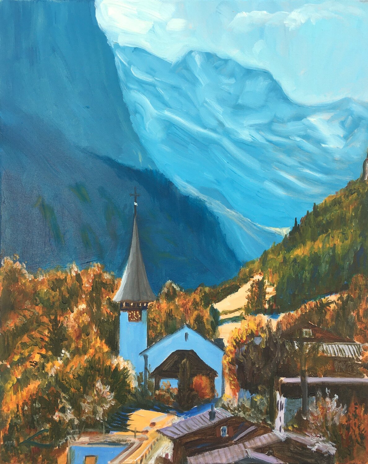 Mountain village Elena Sokolova Original painting for sale