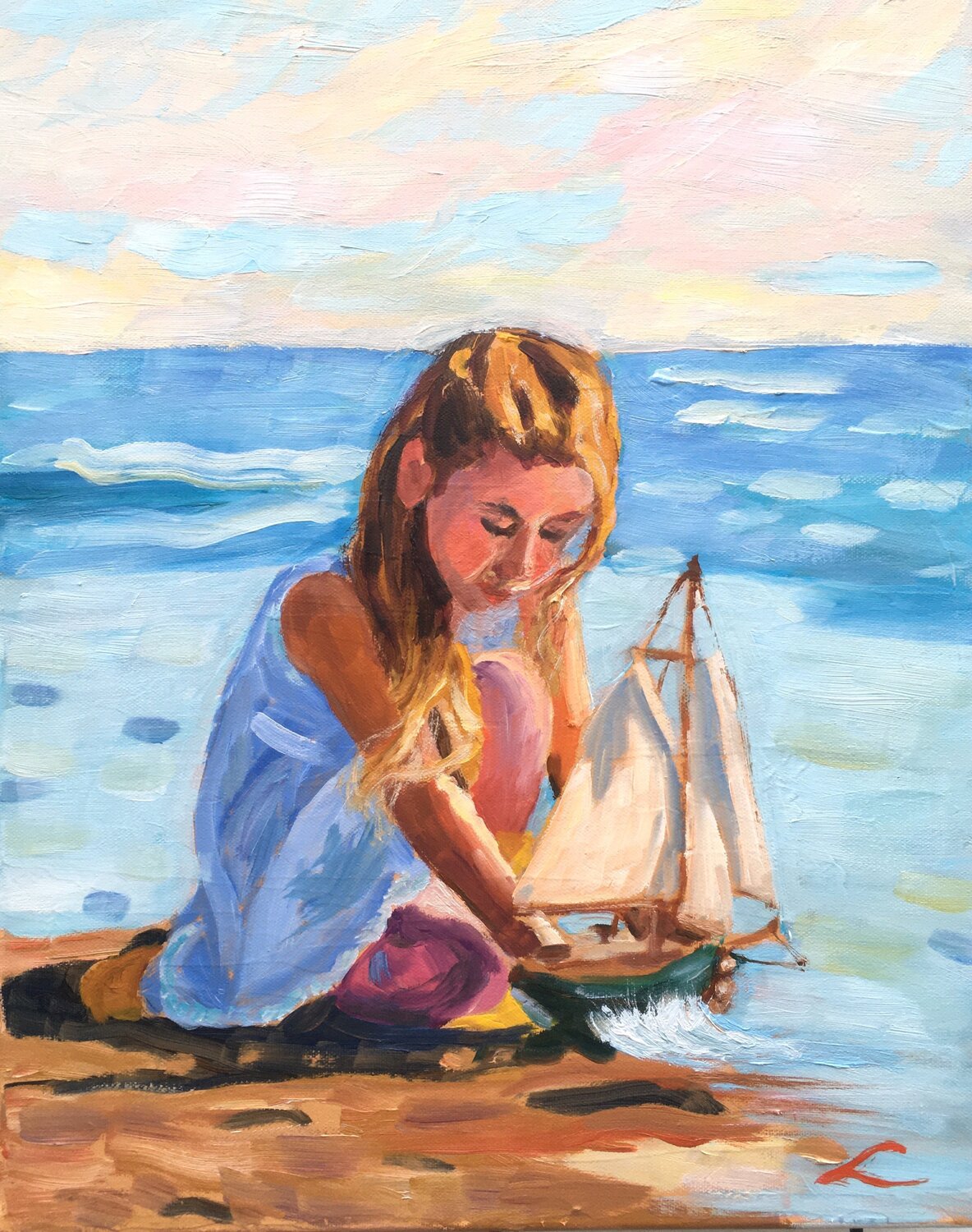 At the sea 3 Elena Sokolova Original painting for sale