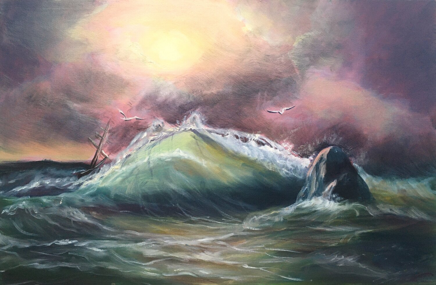 Stormy sea Elena Sokolova Original painting for sale