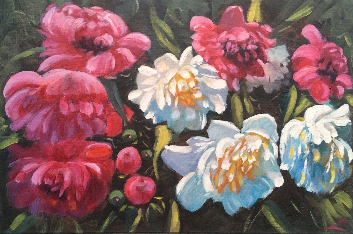 Peonies 4 Elena Sokolova Original painting for sale