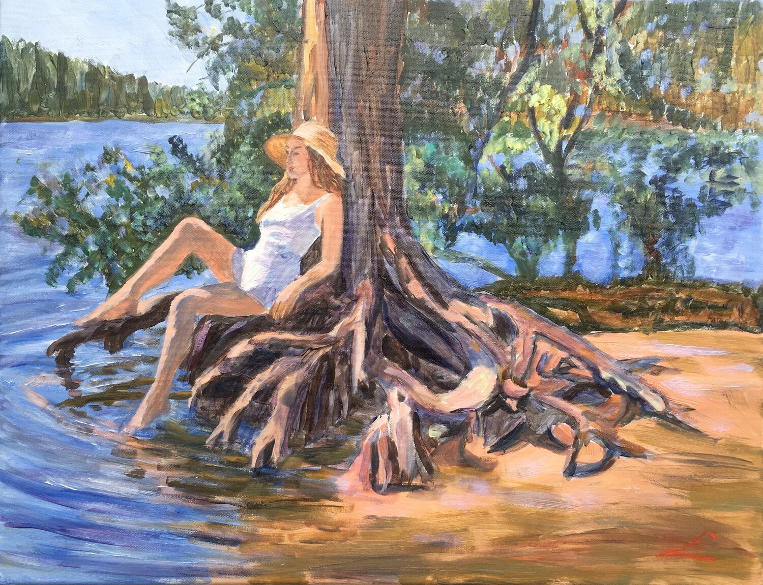 At the lake Elena Sokolova Original painting for sale
