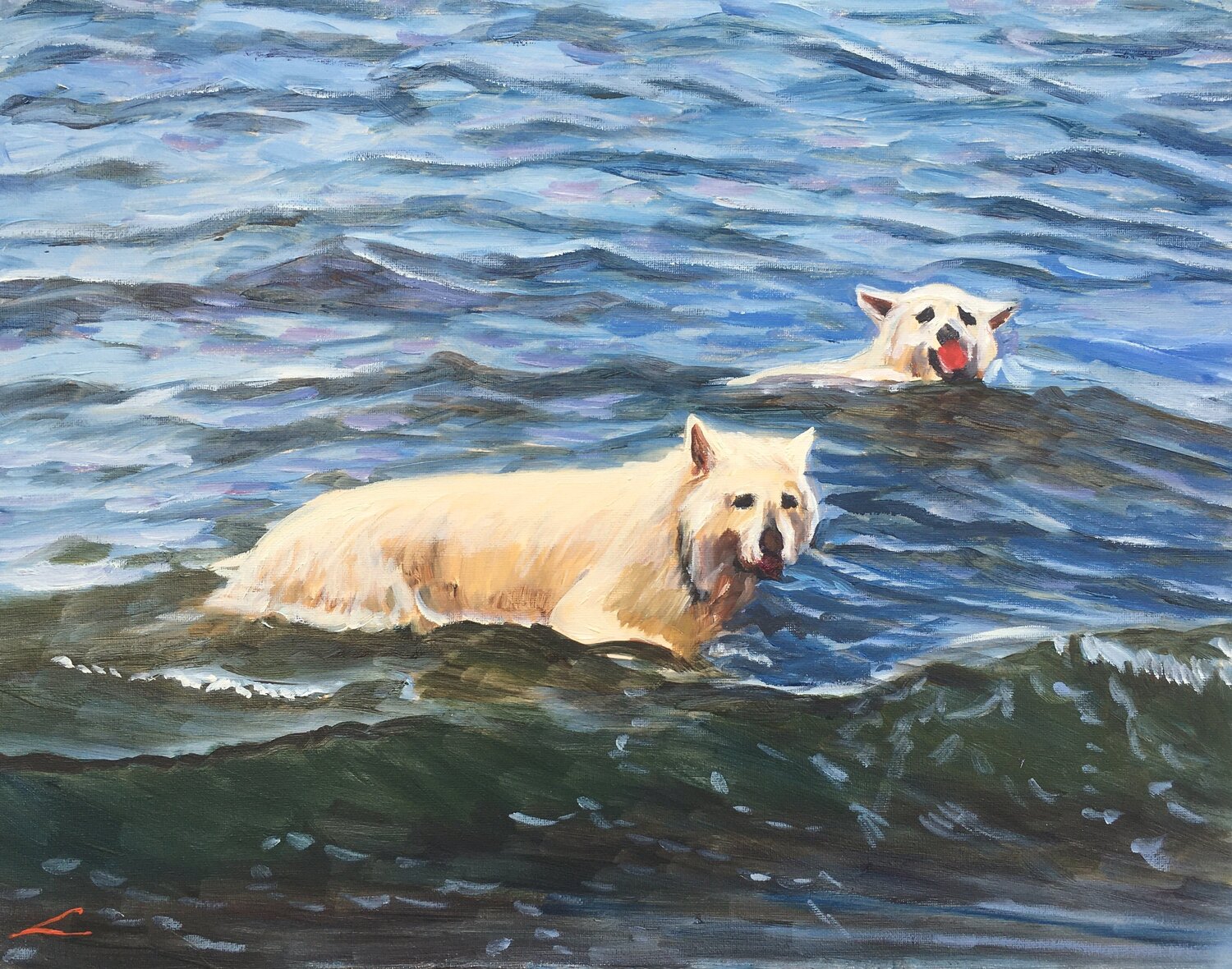 Wet dogs 8 Elena Sokolova Originalgemälde zu verkaufen