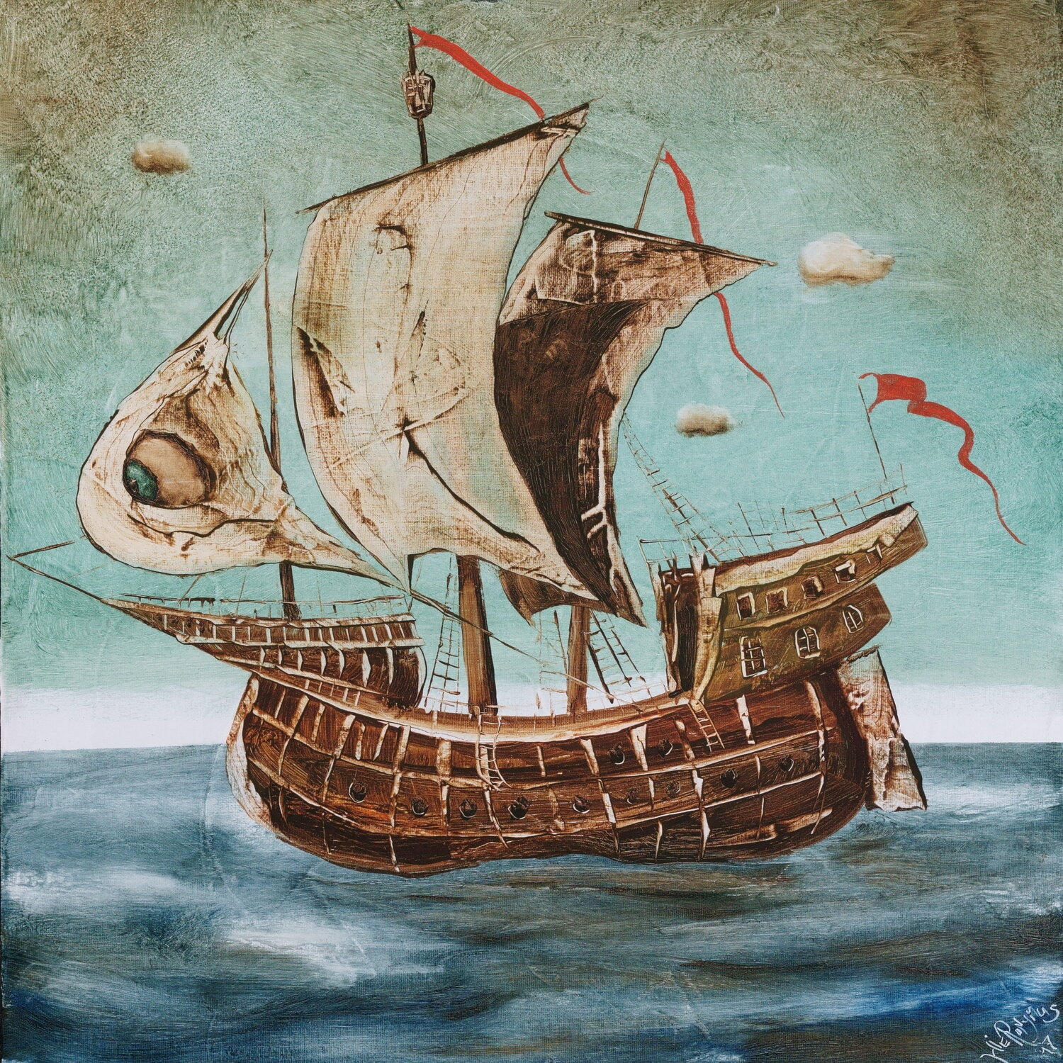 Auf ins Abenteuer - Die Segelreise Andreas Curts Original painting for sale