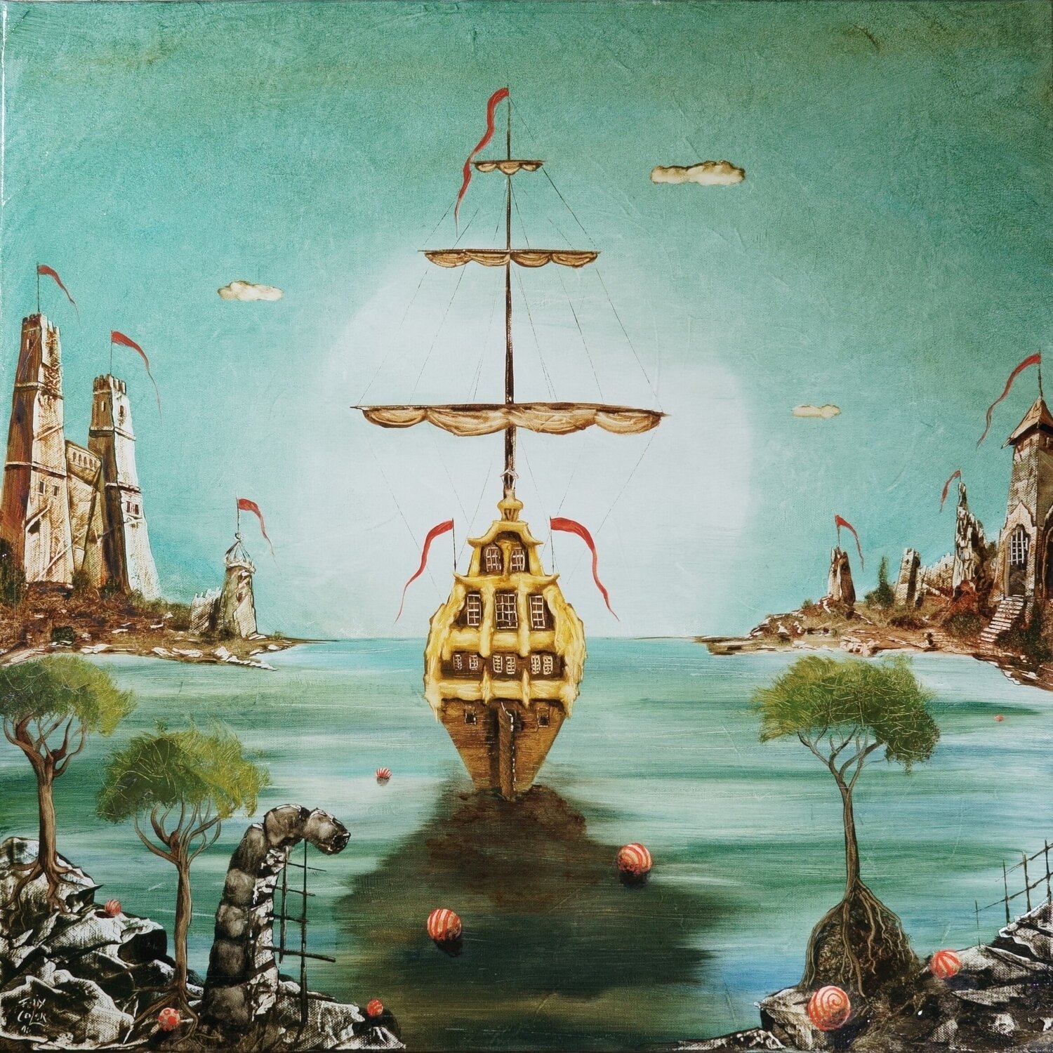 Ein Ankerplatz in der sonnigen Bucht Andreas Curts Original painting for sale