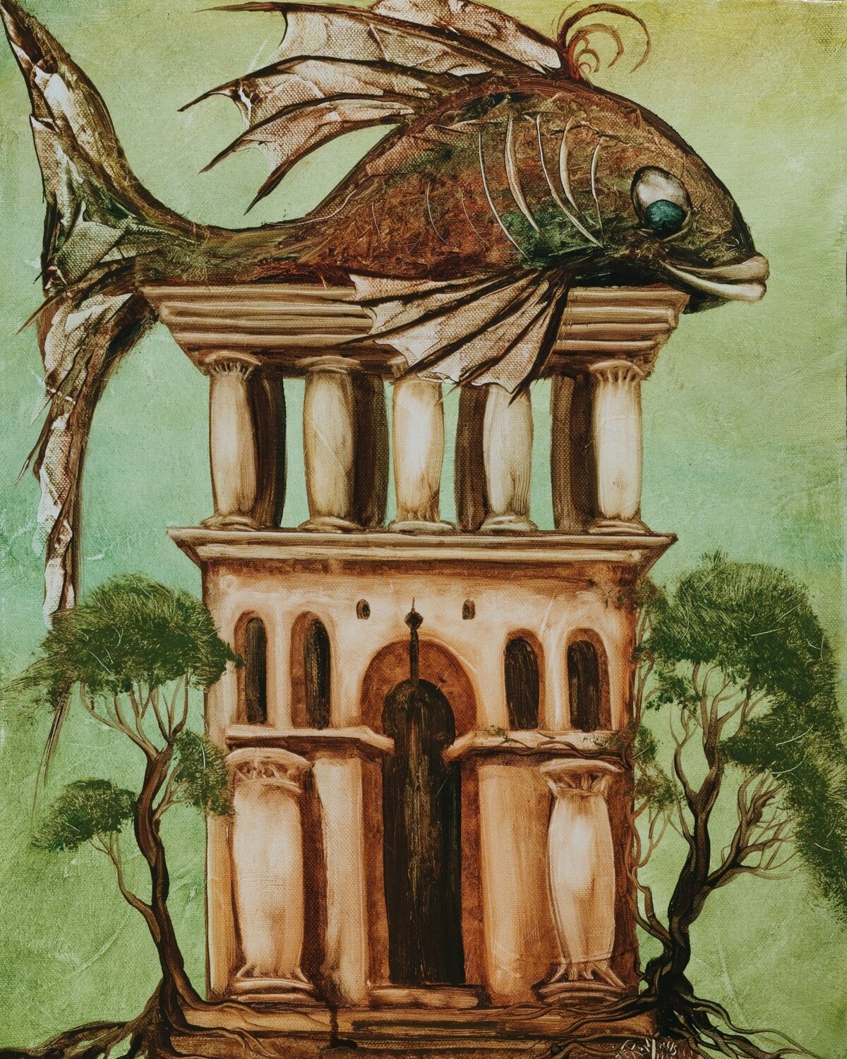 House of fish Andreas Curts Original painting for sale