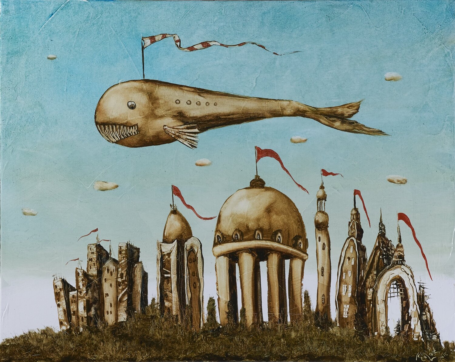 Big Fish - die dicken Fische schwimmen im großen Teich Andreas Curts Original painting for sale